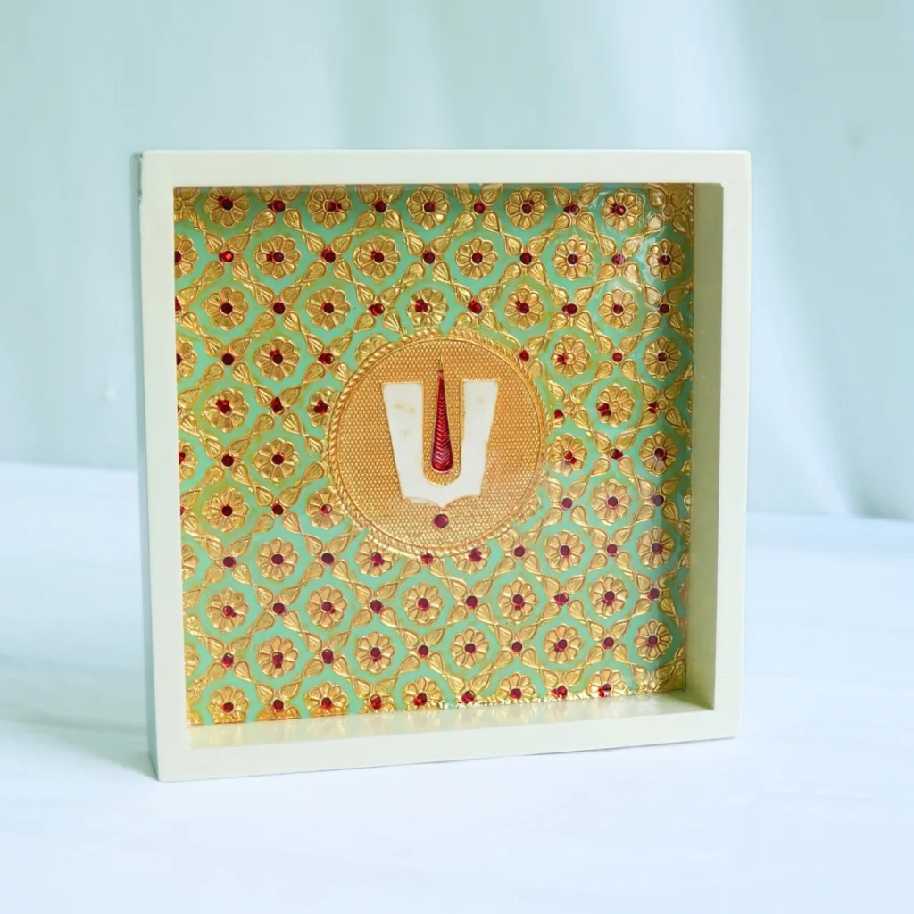 green meenakari tray