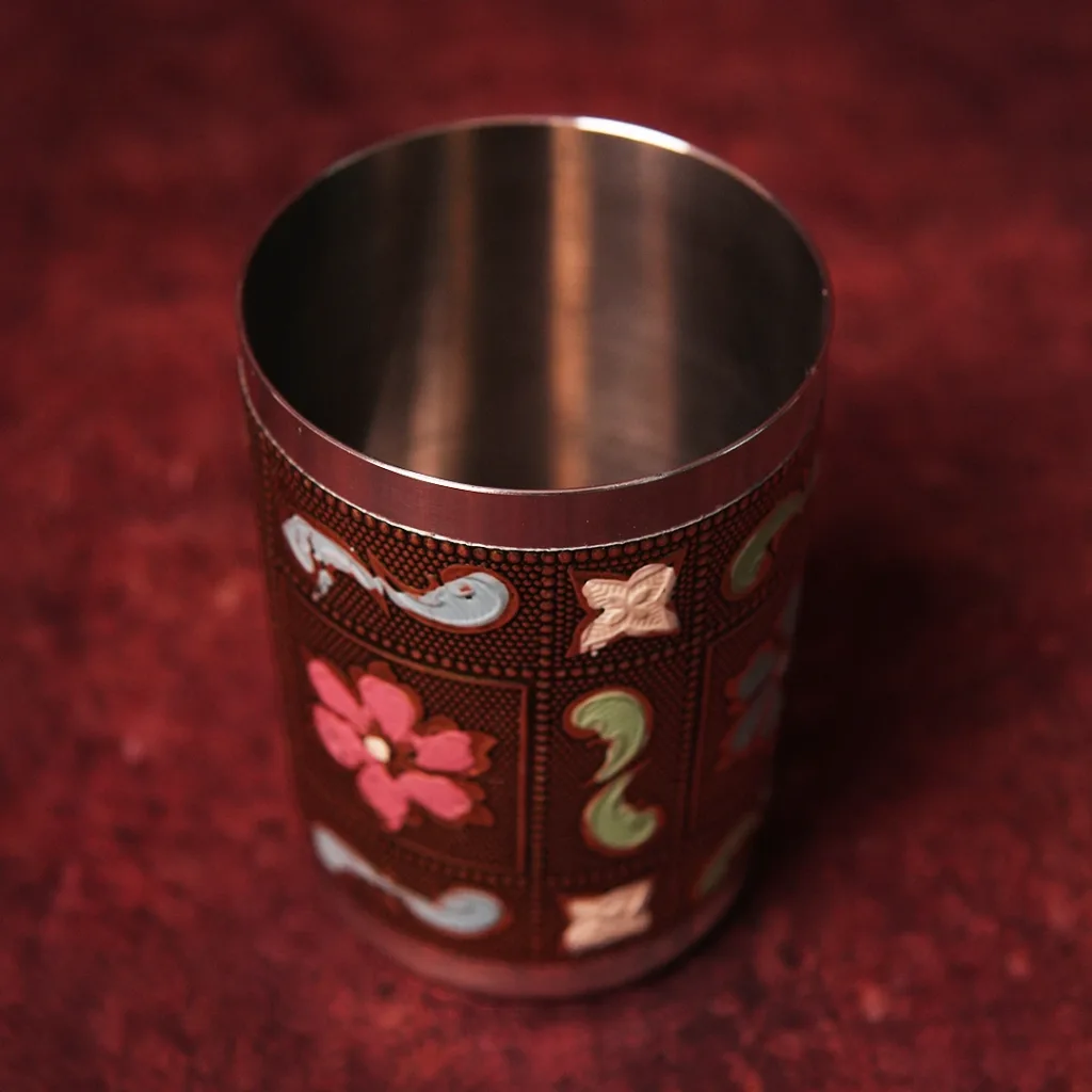 minakari glass set enamel tumblers india handpainted kottanz
