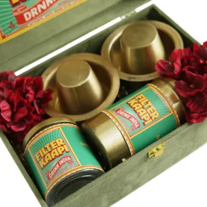 coffee hamper south indian filter coffee gift set brass dabara green velvet kottanz 03