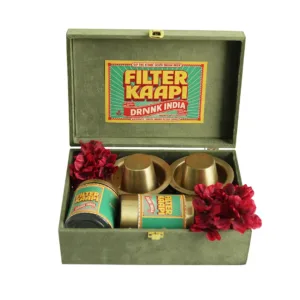 coffee hamper south indian filter coffee gift set brass dabara green velvet kottanz 01