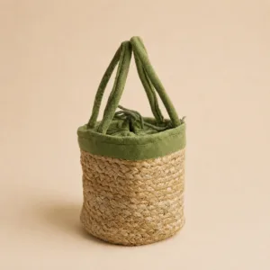 handcrafted jute basket with green potli eco friendly return gift