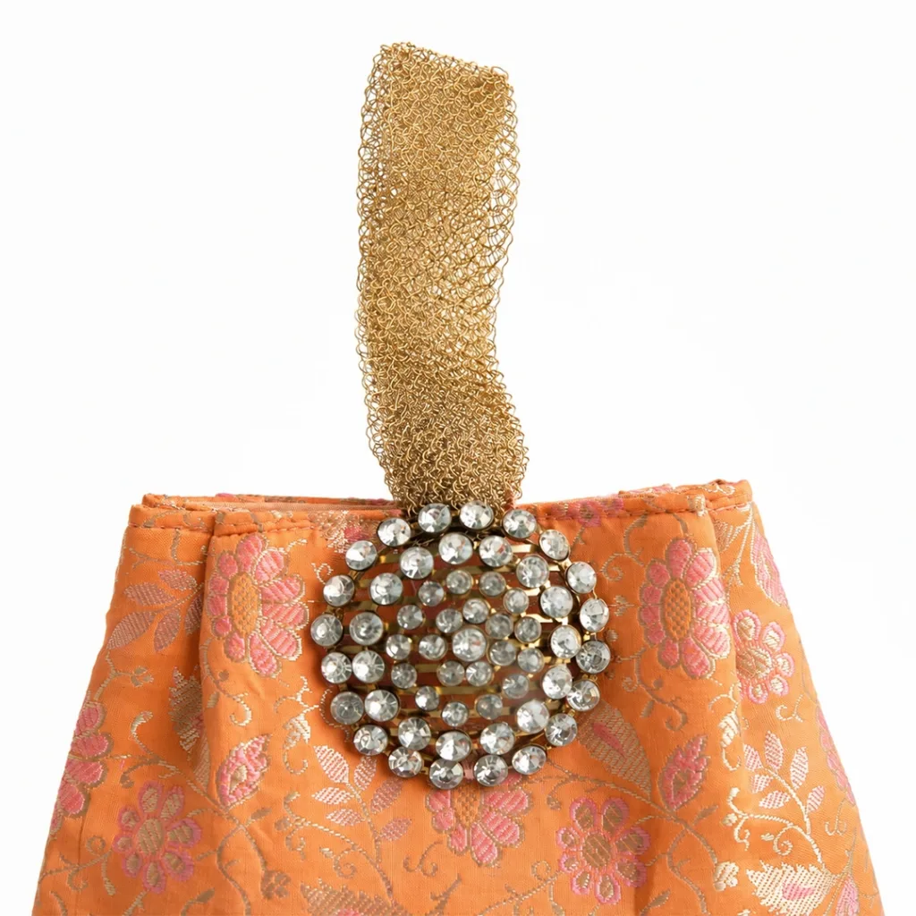 Orange Brocade Wristlet 03
