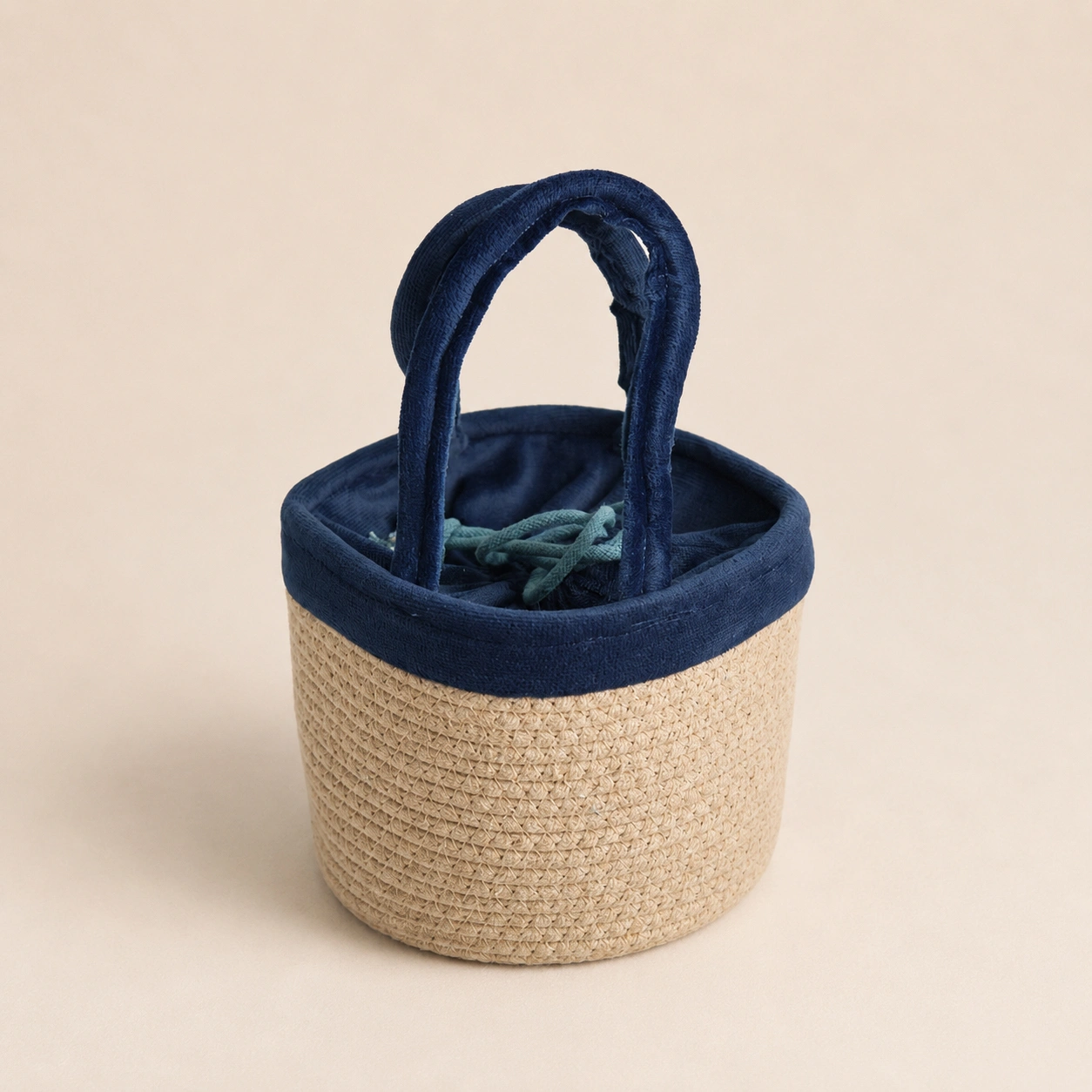 Handcrafted Rope Basket with Blue Potli | 1 Eco Return Gift Set
