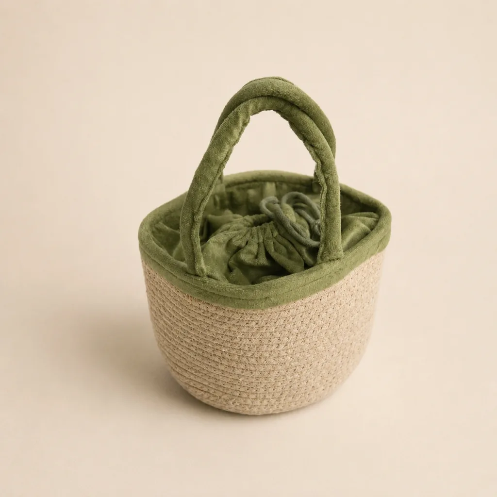 handcrafted rope basket with green potli eco friendly return gift