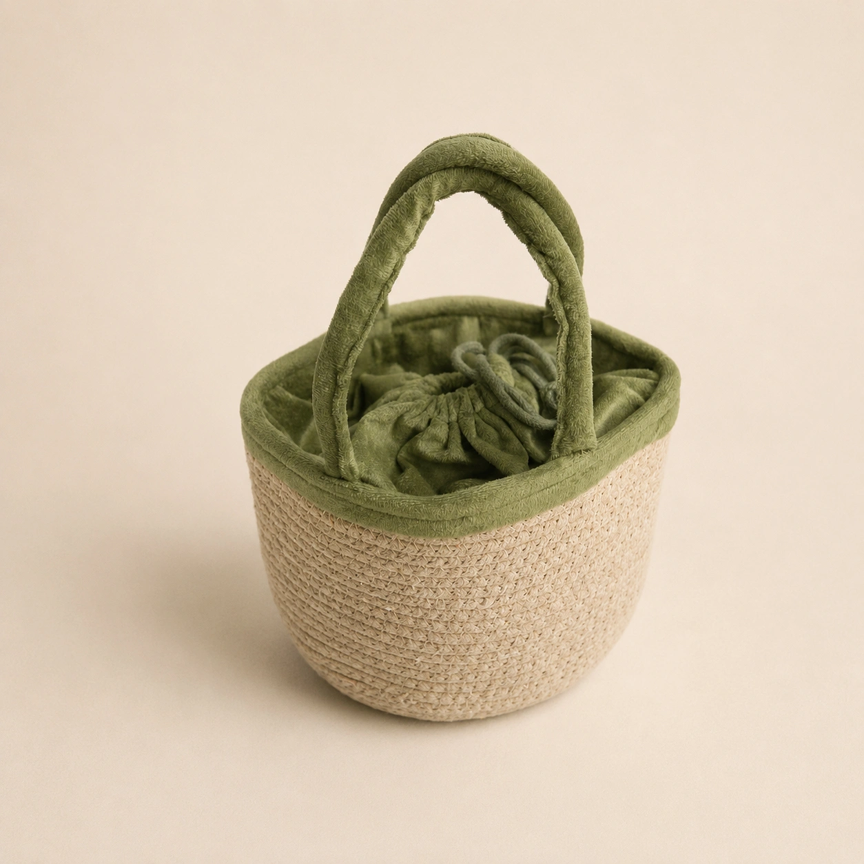 Handcrafted Rope Basket with Green Potli | 1 Eco Return Gift Set