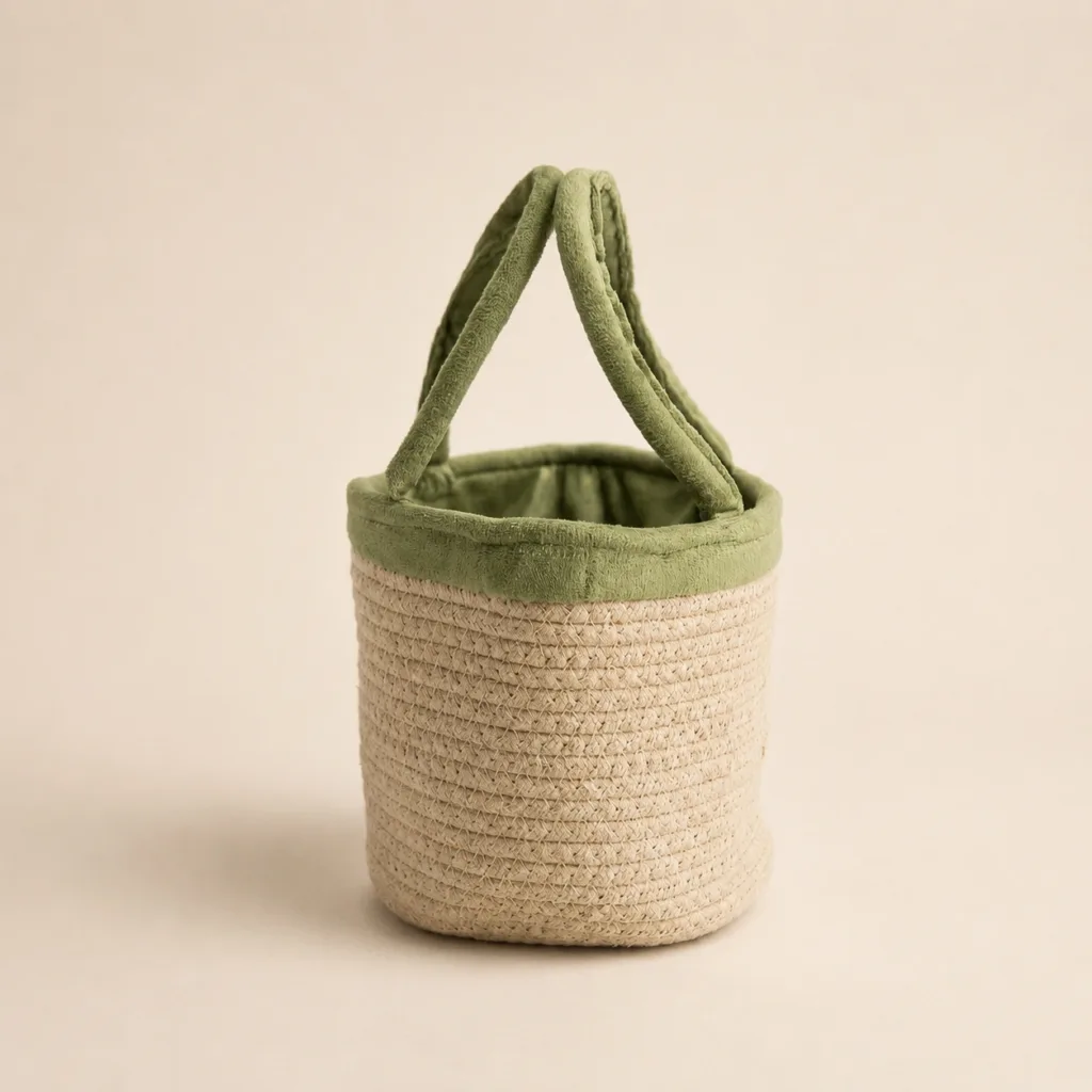 Rope Basket With Green Potli 03