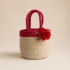 handcrafted rope basket with pink potli eco friendly return gift