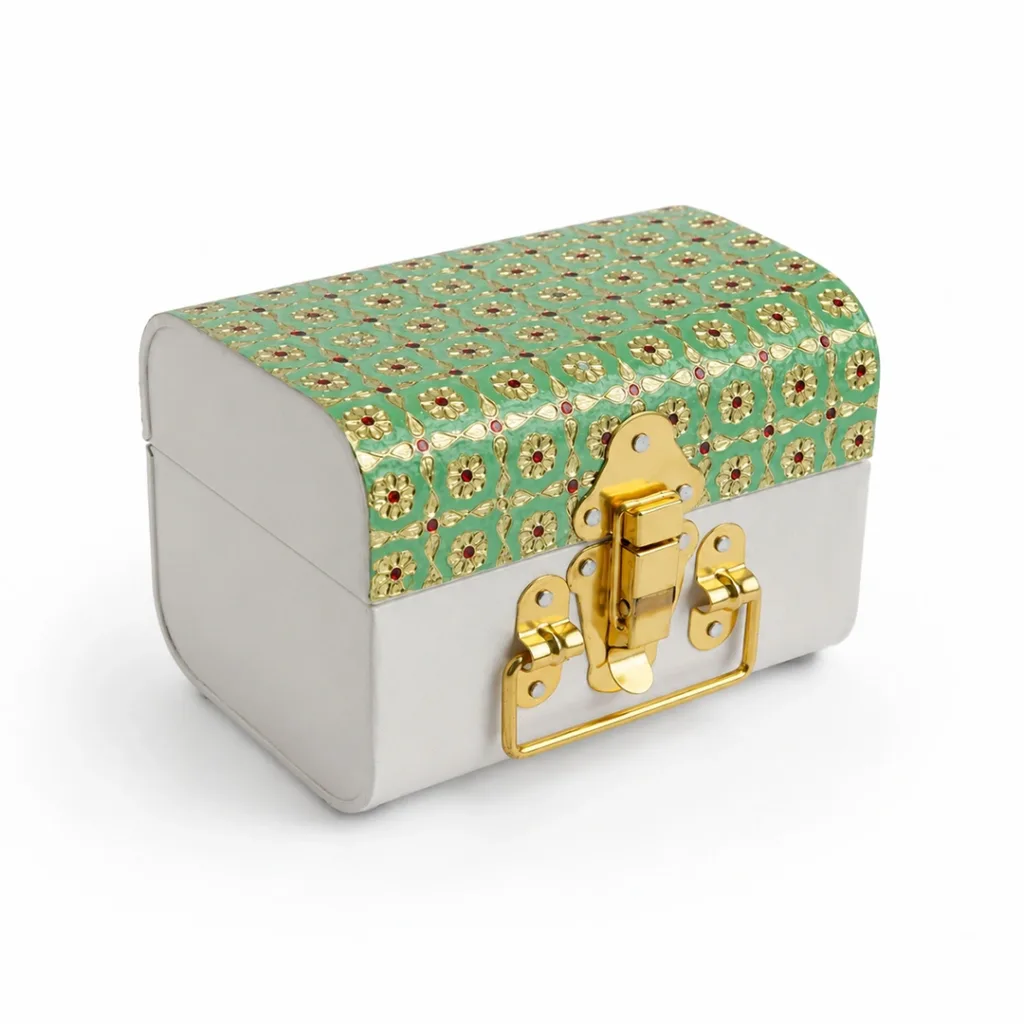 green minakari trunk box traditional indian wedding return gift
