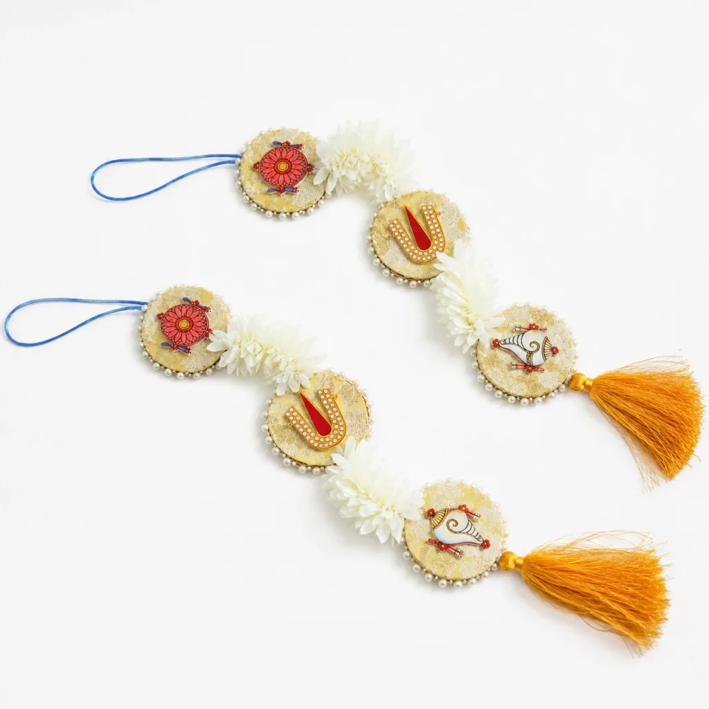 yellow namam hangings set of 2 traditional indian vaishnava return gift 01