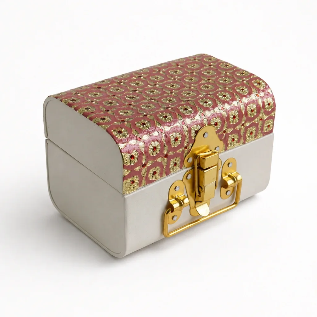 pink minakari trunk box traditional indian wedding return gift 01