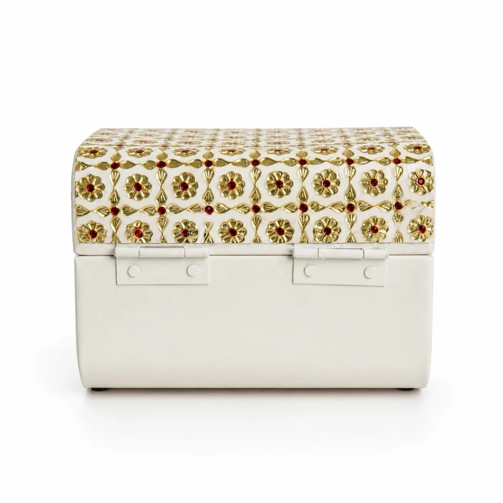 white minakari trunk box traditional indian wedding return gift 01