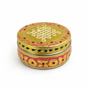 meenakari tiffin box kollam motif pink gold indian sweet prasadam return gift 03