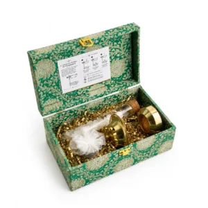 brass camphor diffuser gift set pure camphor brocade box indian return gift 01