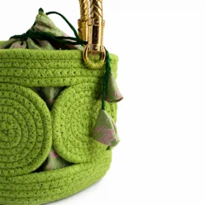 green rope basket with potli gold handle indian wedding return gift 03