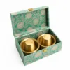 brocade box brass davara coffee cup set teal gold south indian return gift 01