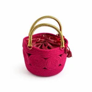Pink Rope Basket with Potli 01