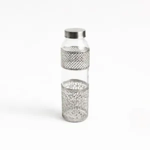 german silver jali glass bottle set two glasses velvet box premium indian gifting set 04