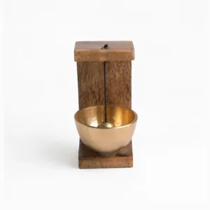 wooden chime table accent japanese inspired brass bowl desk gift solid wood 02
