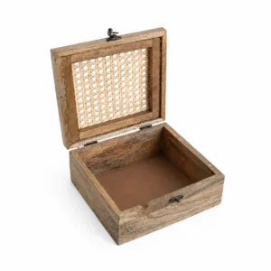 Mango Wood and Cane Thamboolam Box 01