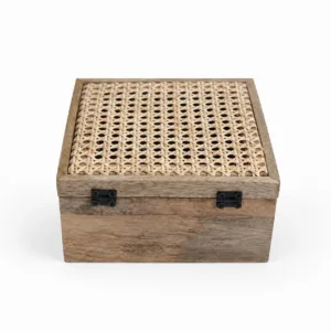 Mango Wood and Cane Thamboolam Box 03