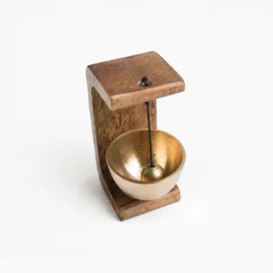 wooden chime table accent japanese inspired brass bowl desk gift solid wood 03