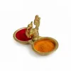Pure Brass Annapakshi 2-in-1-Diya & Haldi-Kumkum-Holder-01