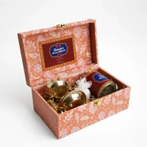 suvasa brass diffuser hamper premium festive indian gifting hamper banarasi brocade box 01