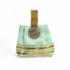 mint green raw silk festive wristlet crystal jewel motif gold stripe thamboolam return gift bag 01