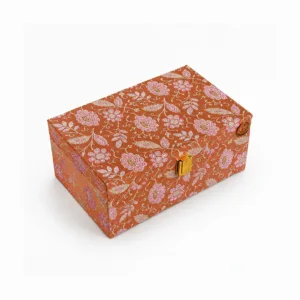 south indian coffee brocade box hamper two brass davara set premium gift orange brocade 02