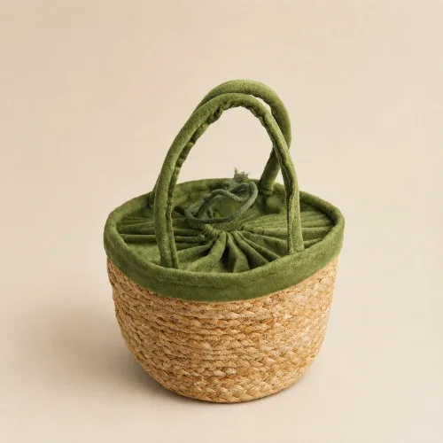 handcrafted jute basket with green potli eco friendly return gift
